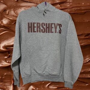 Hersheys Vintage Gray Graphic Hoodie -Jerzees - Size Small Unisex